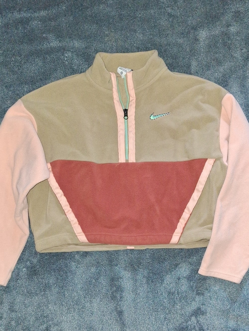 Nike Colorblock Half-Zip Pullover - Tan, Pink, Rust